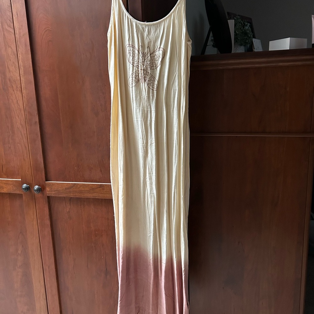 Nwot Boho Ombré Cream and Brown Maxi Dress M